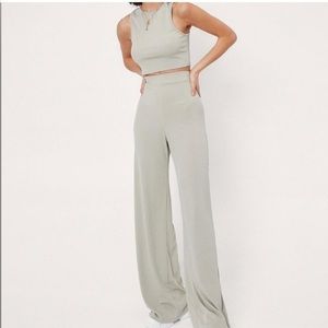 NWT Nasty Gal Suits You Wide Leg Pants In Sage